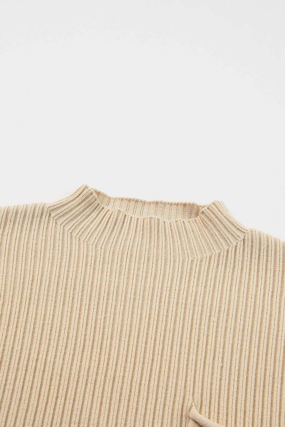 BerryBetty - Oatmeal Patch Pocket Ribbed Knit Short Sleeve Sweater