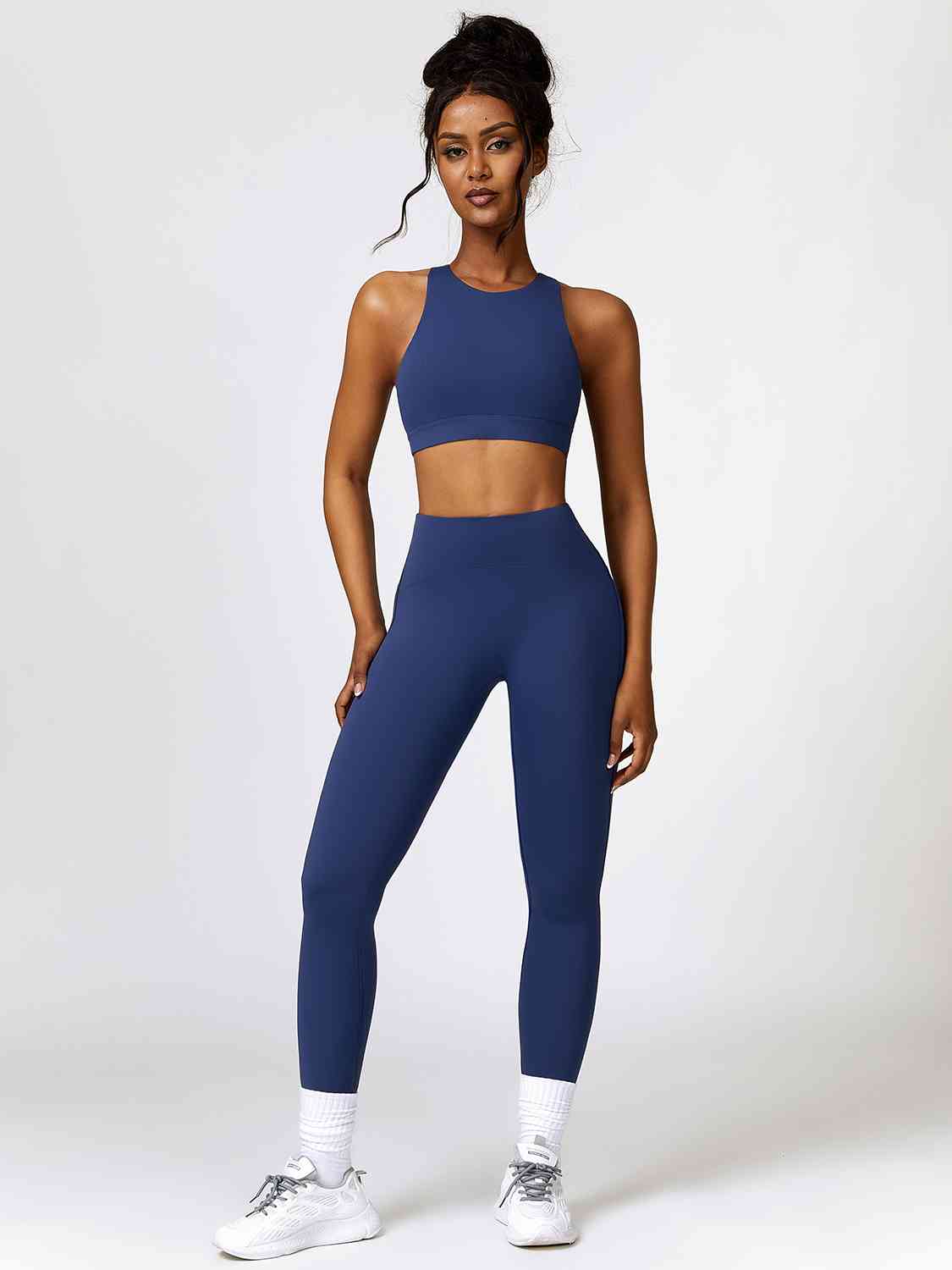 Cutout Cropped Sport Tank and Leggings Set Royal Blue activewear Activewear sets clothes Ship From Overseas Z&C