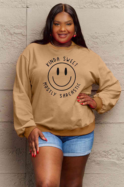 BerryBetty - Simply Love Full Size Smiling Face Graphic Sweatshirt