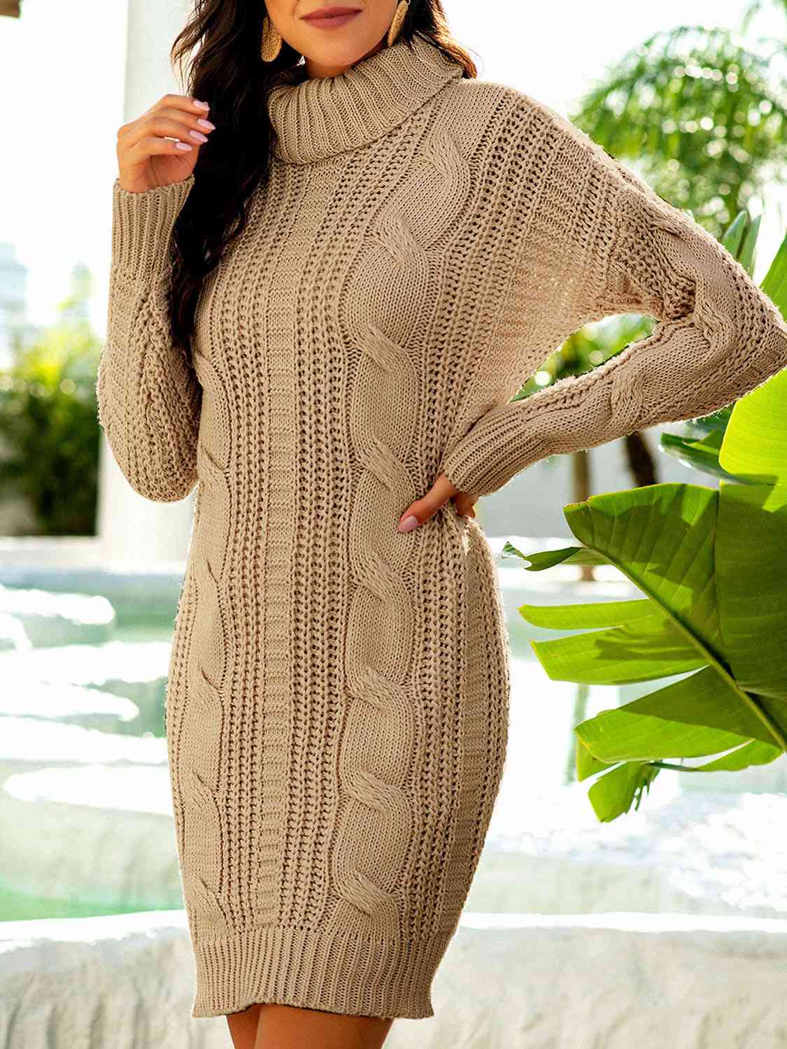 BerryBetty - Turtleneck Ribbed Sweater Dress