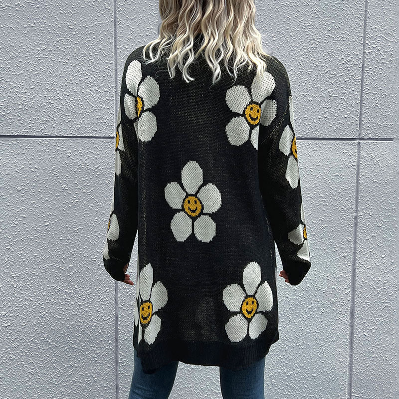 BerryBetty - Floral Button Down Longline Cardigan