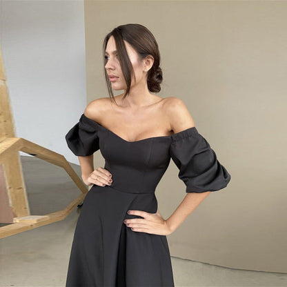 BerryBetty - Camille Slash Neck Backless Midi Dress