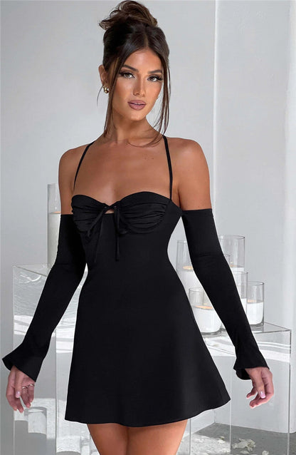 BerryBetty - Regina Pleated Bust Lace Up Back Mini Dress