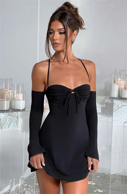 BerryBetty - Regina Pleated Bust Lace Up Back Mini Dress
