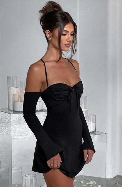 BerryBetty - Regina Pleated Bust Lace Up Back Mini Dress