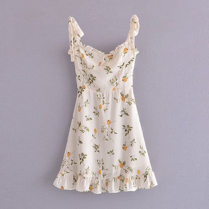 BerryBetty - Donna Summer Vintage Grass Flower Print Mini Dress