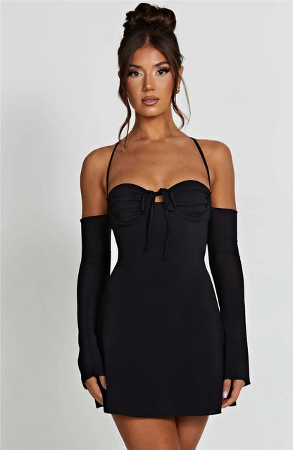 BerryBetty - Regina Pleated Bust Lace Up Back Mini Dress