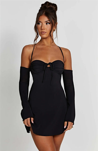 BerryBetty - Regina Pleated Bust Lace Up Back Mini Dress