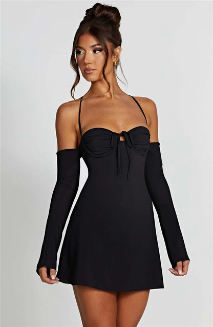 BerryBetty - Regina Pleated Bust Lace Up Back Mini Dress