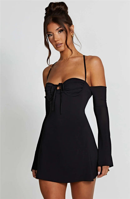 BerryBetty - Regina Pleated Bust Lace Up Back Mini Dress