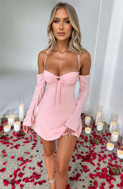 BerryBetty - Regina Pleated Bust Lace Up Back Mini Dress