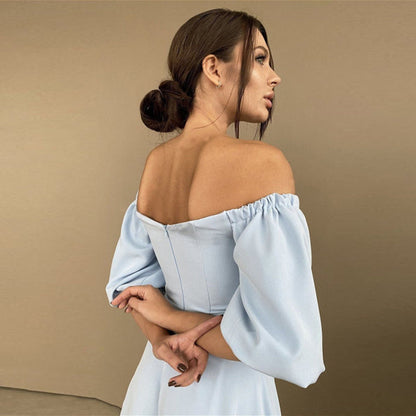 BerryBetty - Camille Slash Neck Backless Midi Dress