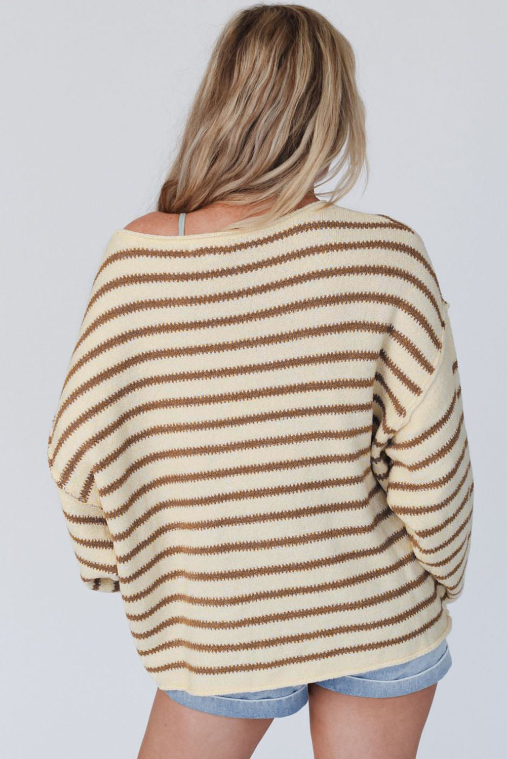 BerryBetty - Boat Neck Long Sleeve Fashion Striped Sweater