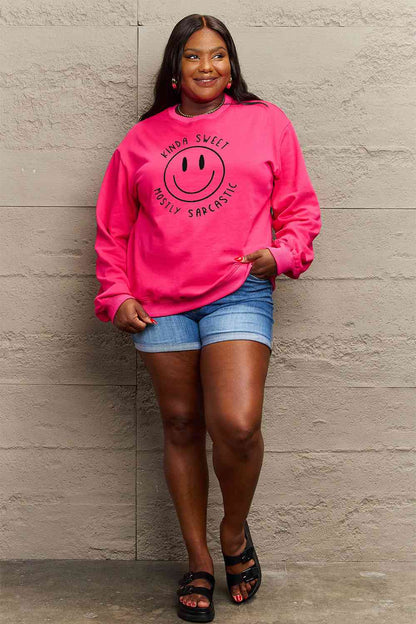 BerryBetty - Simply Love Full Size Smiling Face Graphic Sweatshirt