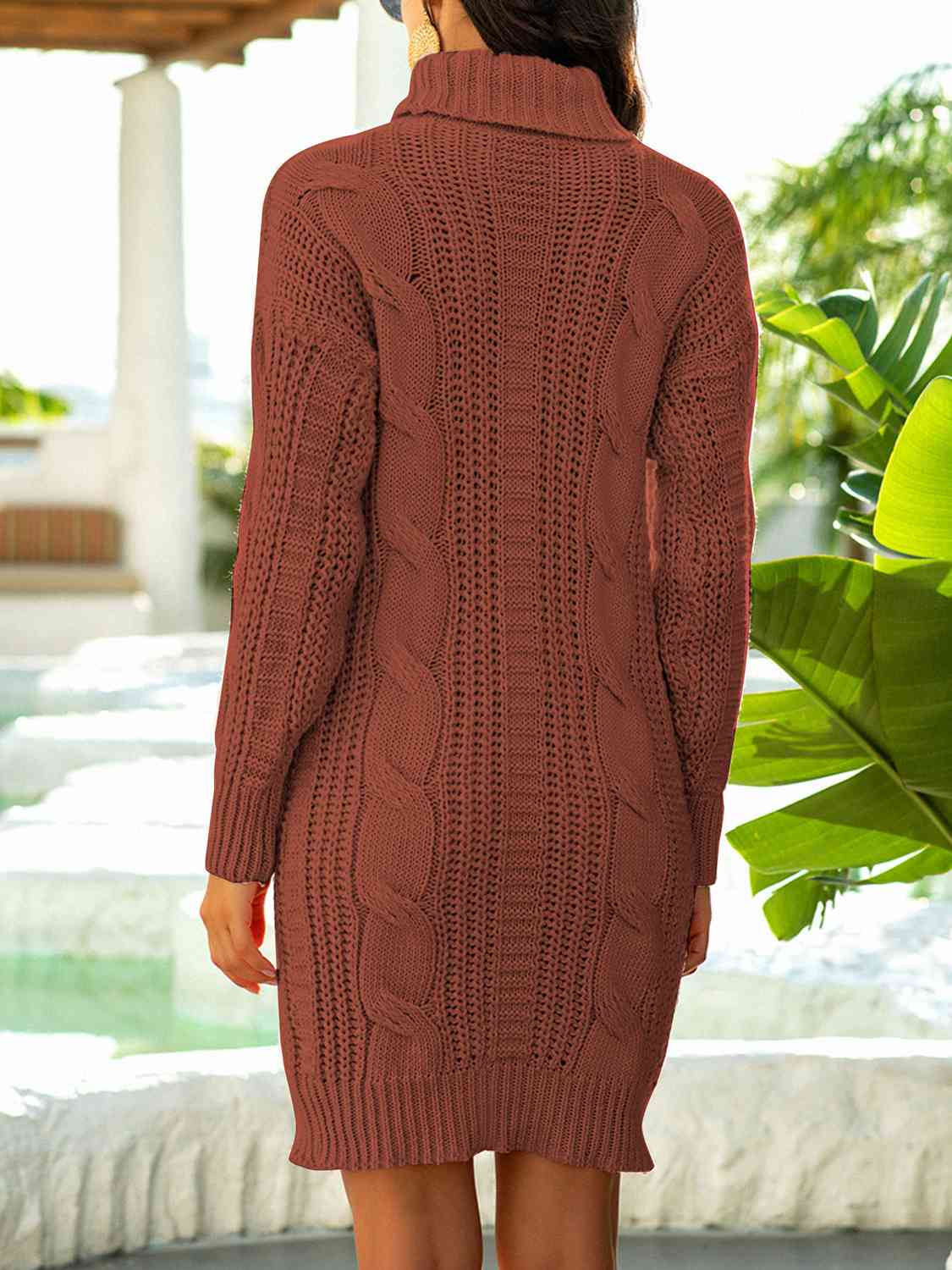 BerryBetty - Turtleneck Ribbed Sweater Dress