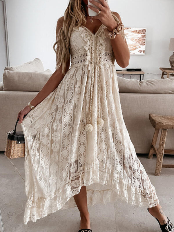 BerryBetty - Women's solid elegant Lace Slip Dress