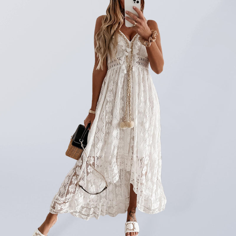 BerryBetty - Women's solid elegant Lace Slip Dress