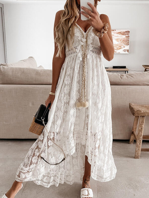 BerryBetty - Women's solid elegant Lace Slip Dress