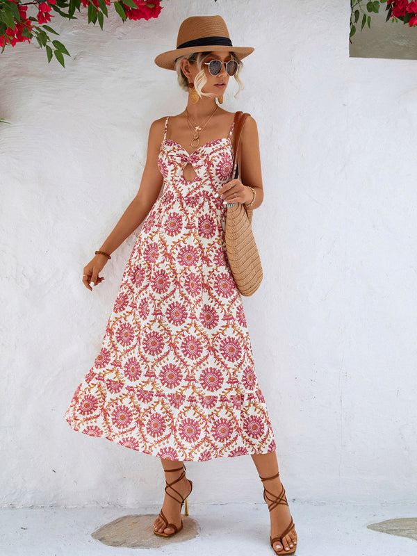 BerryBetty - Women's Floral Keyhole Midi Dress