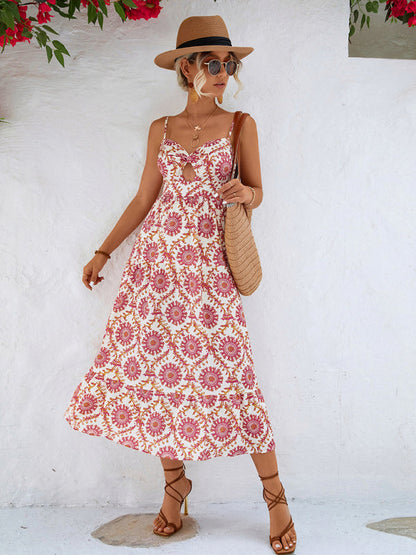 BerryBetty - Women's Floral Keyhole Midi Dress