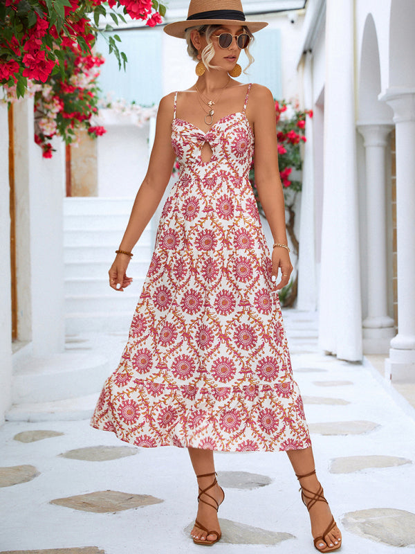 BerryBetty - Women's Floral Keyhole Midi Dress