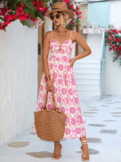BerryBetty - Women's Floral Keyhole Midi Dress