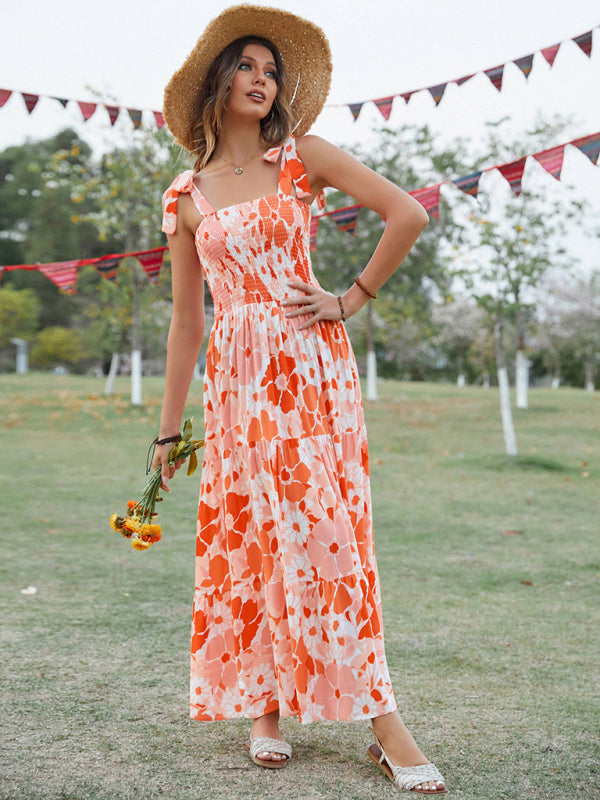 BerryBetty - Women's Sling Floral Resort Long Dress