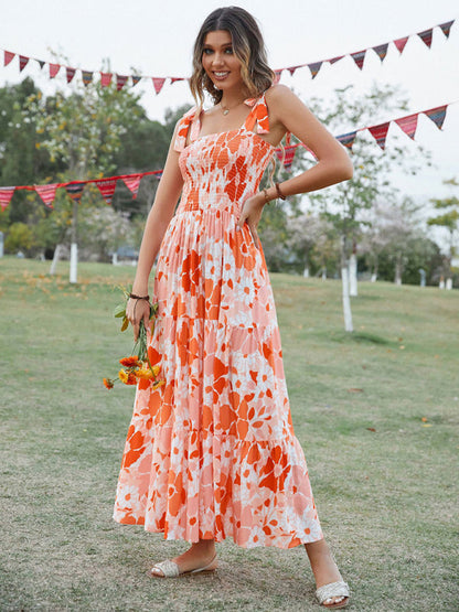 BerryBetty - Women's Sling Floral Resort Long Dress