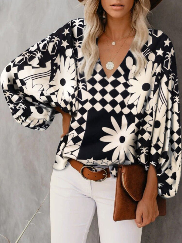 BerryBetty - Women's Floral Long Sleeve Blouse womens shirts