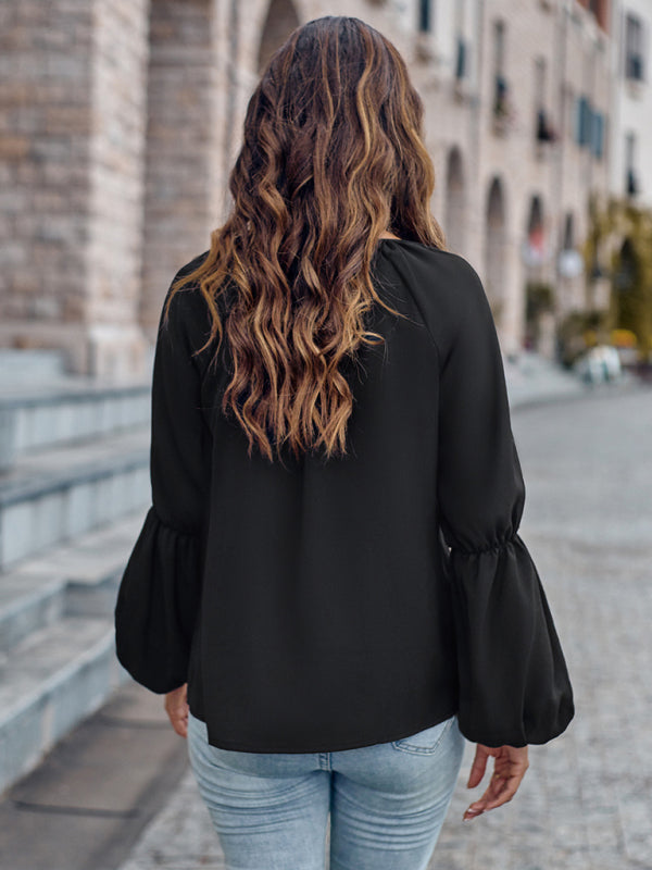 BerryBetty - V-neck loose casual autumn and winter women's tops