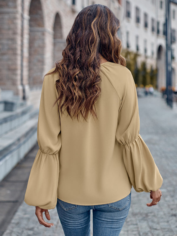BerryBetty - V-neck loose casual autumn and winter women's tops