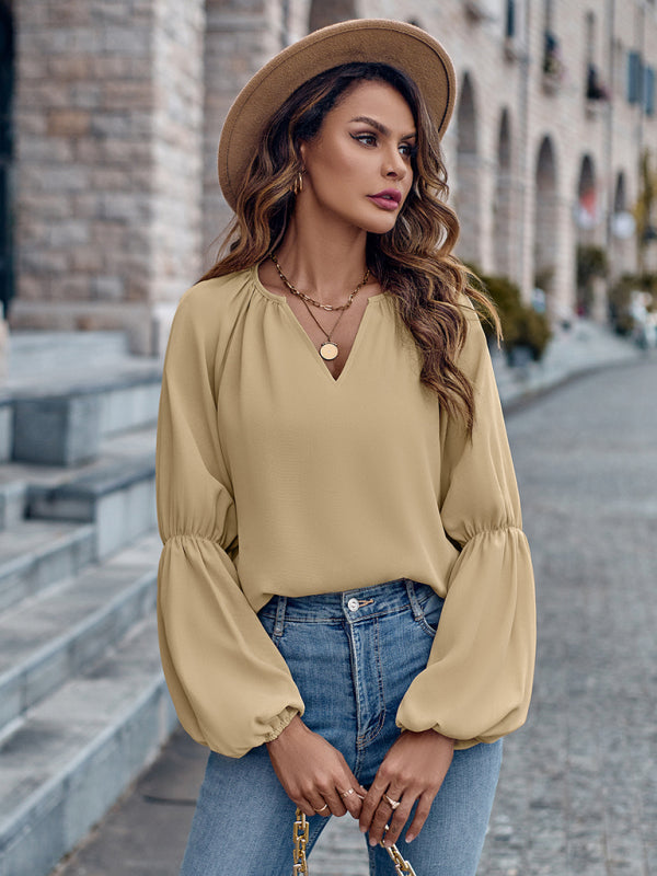 BerryBetty - V-neck loose casual autumn and winter women's tops