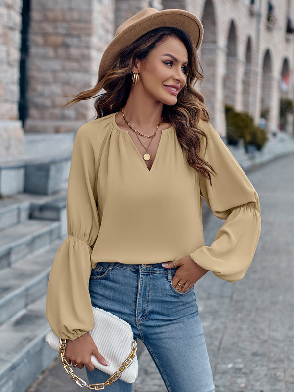 BerryBetty - V-neck loose casual autumn and winter women's tops