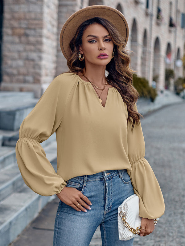 BerryBetty - V-neck loose casual autumn and winter women's tops