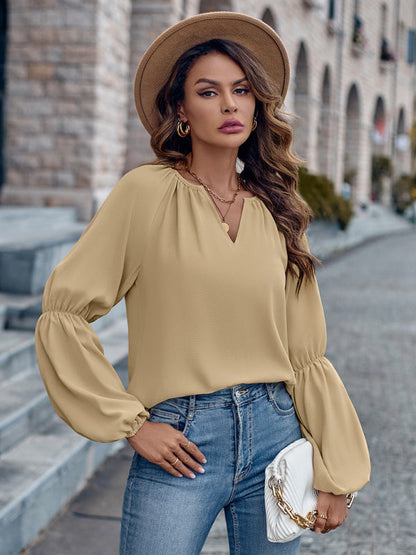 BerryBetty - V-neck loose casual autumn and winter women's tops