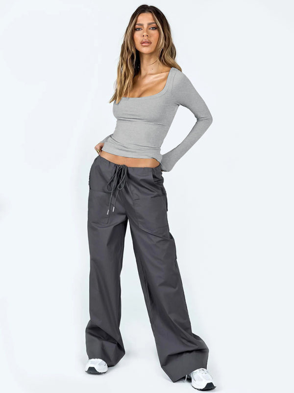 BerryBetty - Feminine U-neck tight casual long-sleeved knitted top