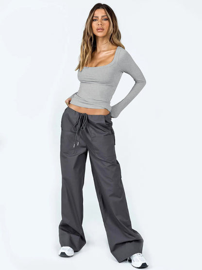 BerryBetty - Feminine U-neck tight casual long-sleeved knitted top