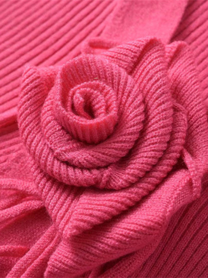 BerryBetty - Women's new style French rose large lapel scarf knitted Crop cardigan