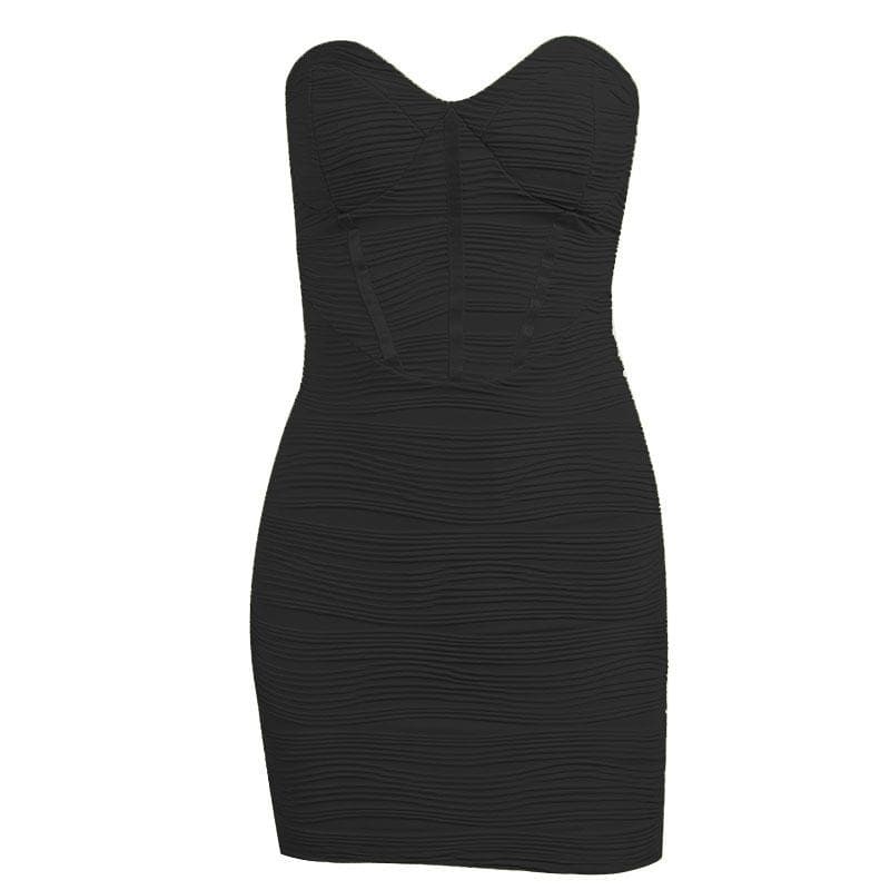 BerryBetty - Textured solid sweetheart neck backless tube mini dress