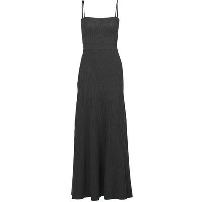 BerryBetty - Sleeveless solid knitted backless cami midi dress