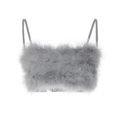 BerryBetty - Fluffy solid backless cami crop top