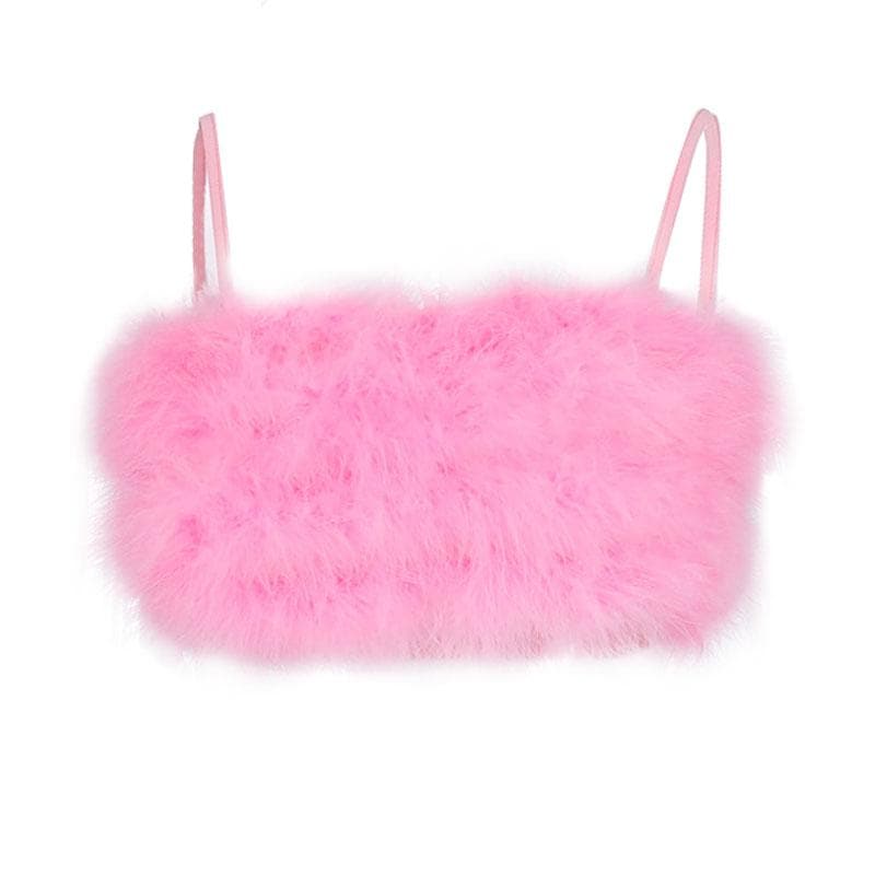 BerryBetty - Fluffy solid backless cami crop top