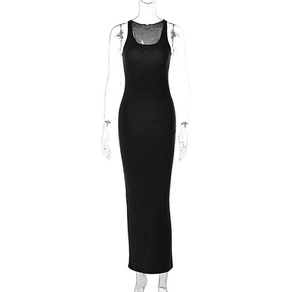 BerryBetty - Solid u neck sleeveless maxi dress