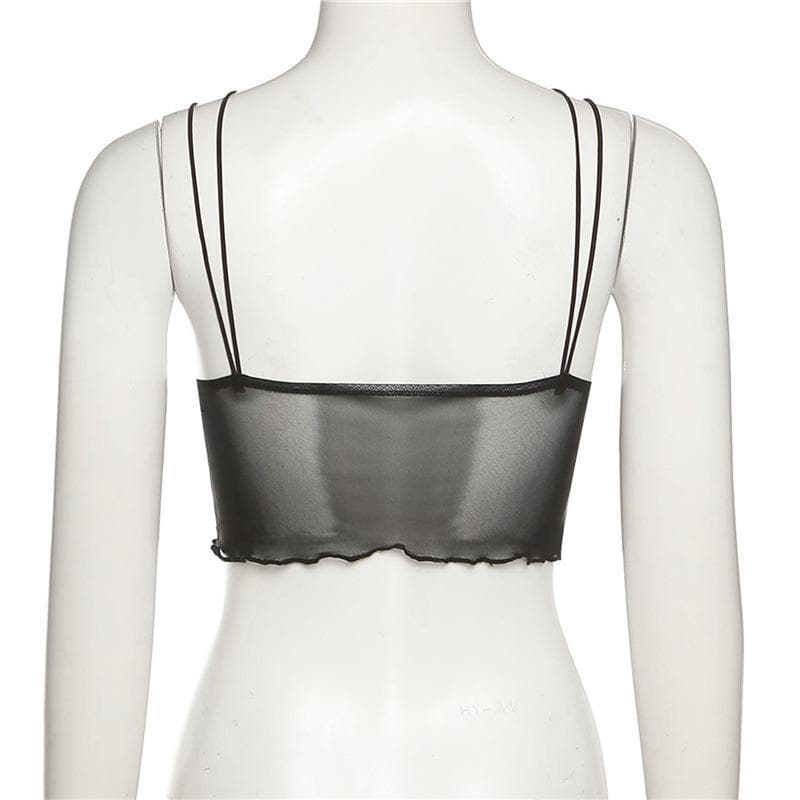 BerryBetty - Cross front cami mesh crop top - Final Sale