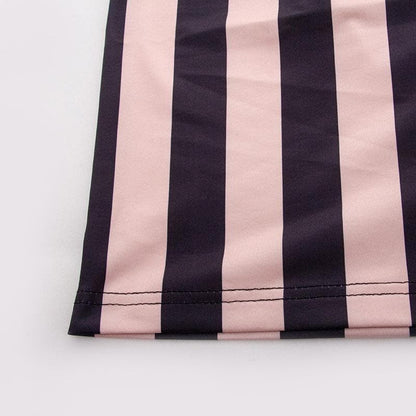 BerryBetty - Striped print backless long sleeve contrast round neck maxi dress