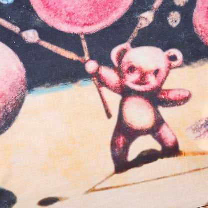 BerryBetty - Contrast long sleeve bear pattern crewneck crop top - Final Sale