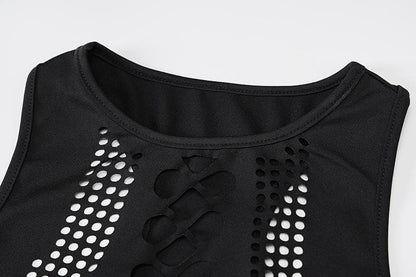 BerryBetty - Hollow out crewneck long sleeve mini dress