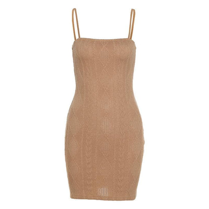 BerryBetty - Textured solid square neck cami dress