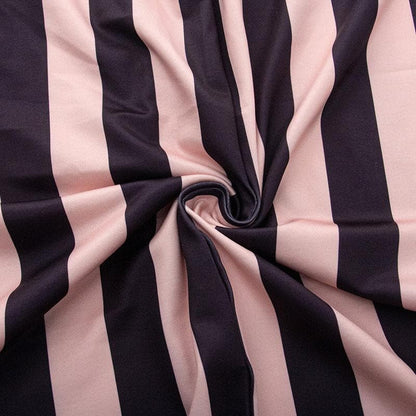 BerryBetty - Striped print backless long sleeve contrast round neck maxi dress