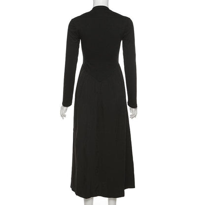 BerryBetty - Ruched long sleeve solid midi dress